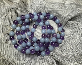 Angeliet en Amethist Edelsteen Kralen Stretch Armband