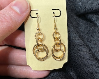 Gouden ring waterval bungelen oorbellen