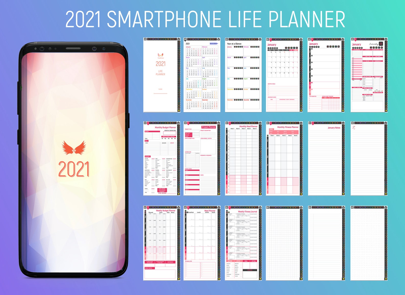 2021 Smartphone Digital planner for iPhone and Android phones Etsy