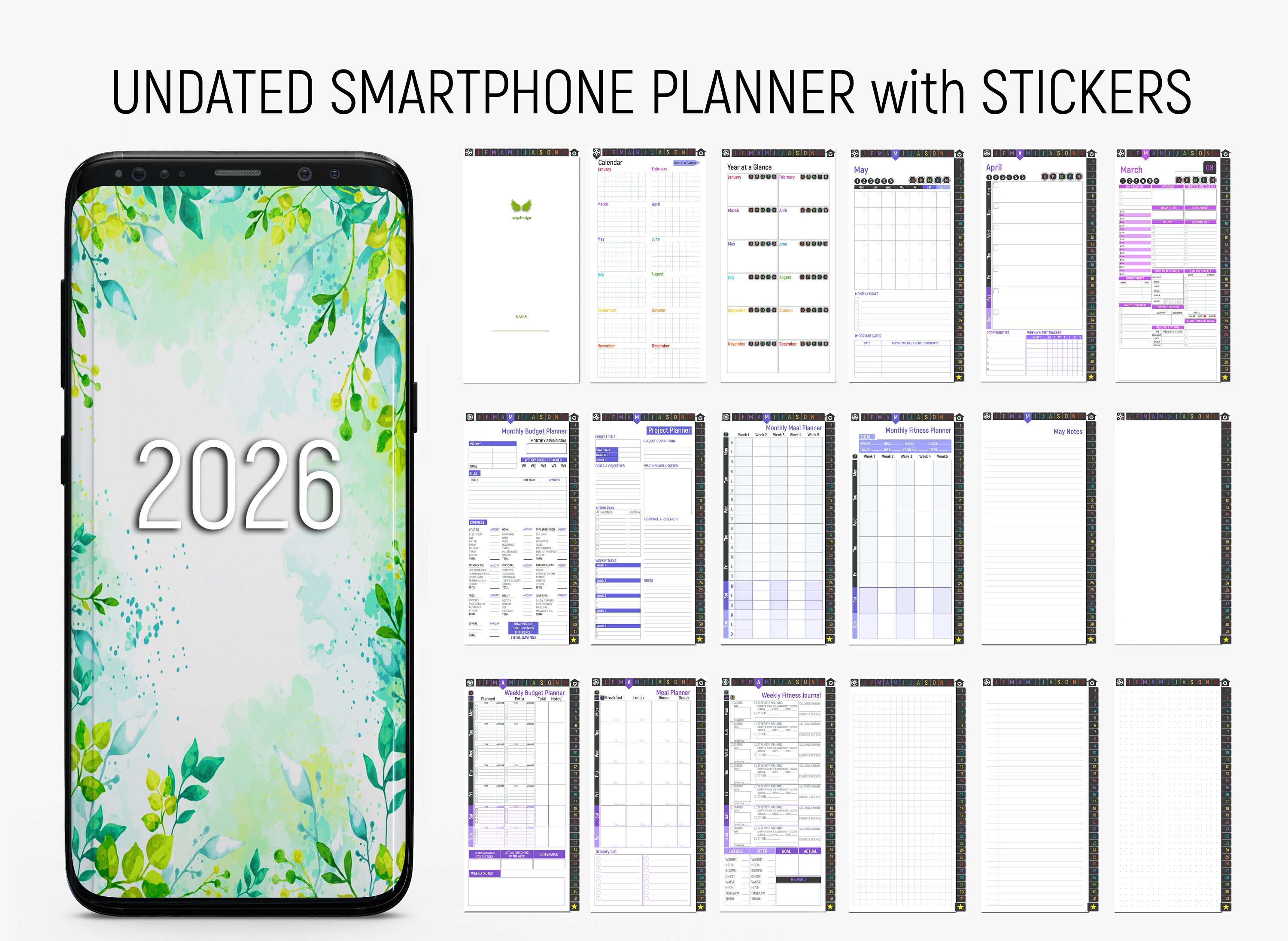 Undated Phone Planner for iPhone and Android phones GoodNotes Etsy