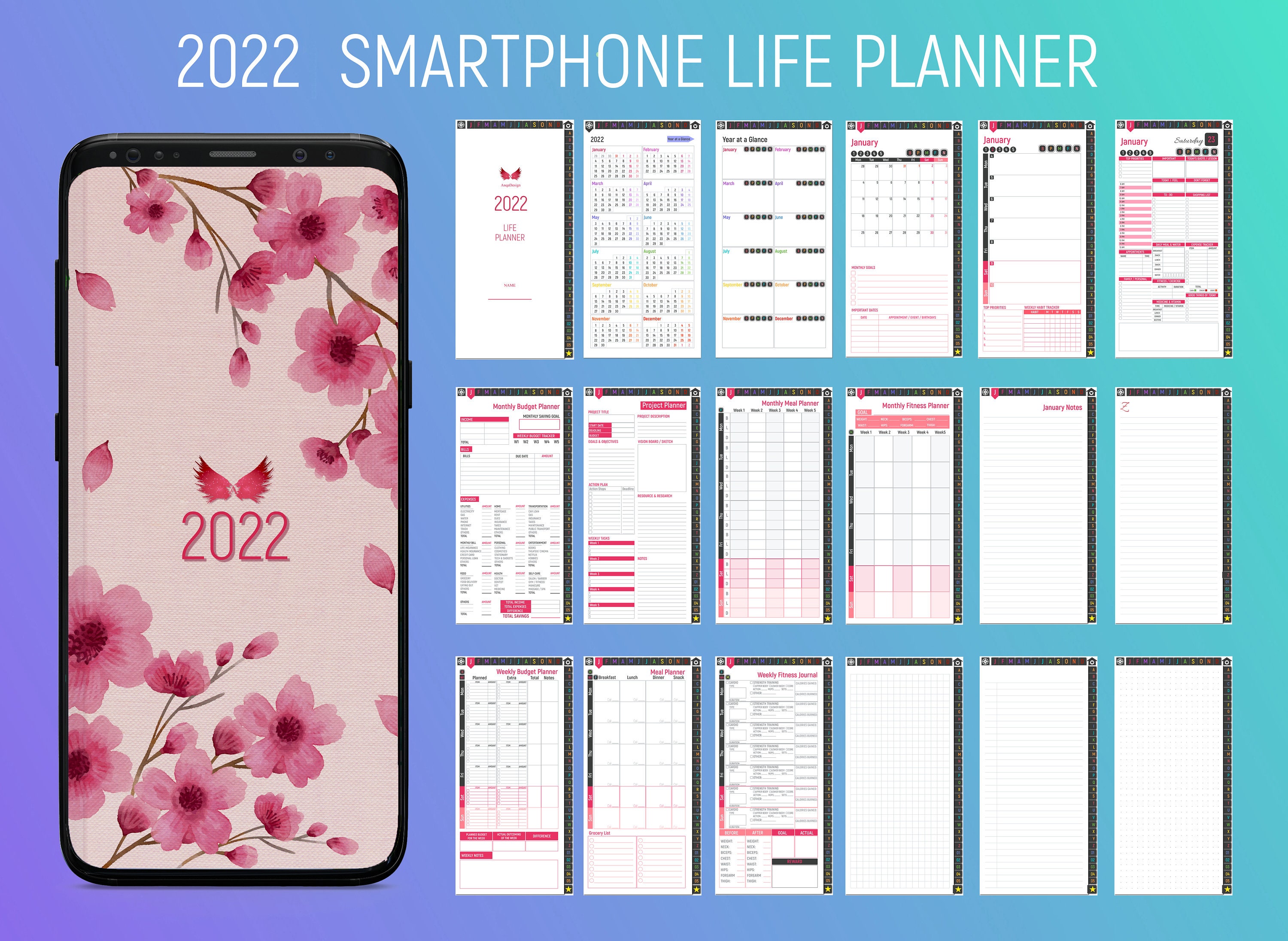 2022 Smartphone Digital Planner for iPhone and Android Phones