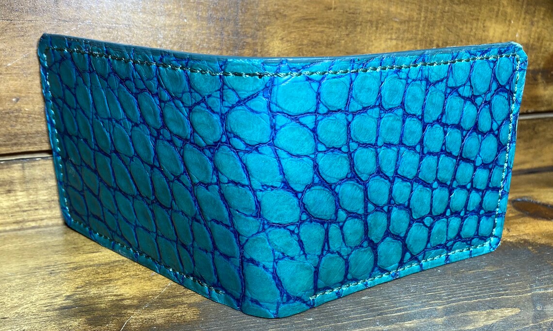 Alligator bifold wallet men green alligator wallet men Etsy
