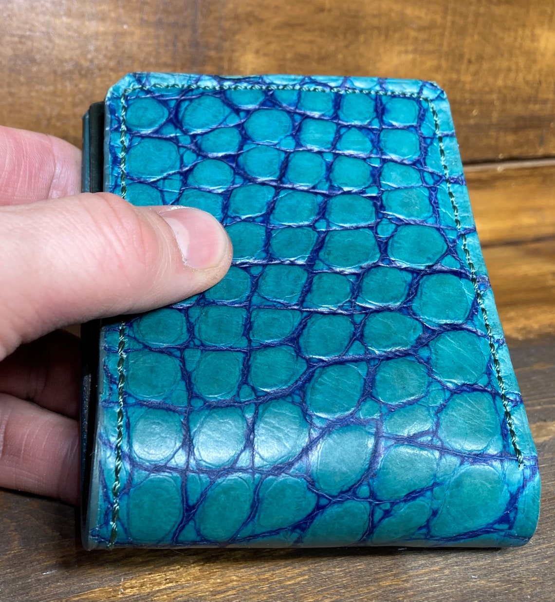 Alligator bifold wallet men green alligator wallet men Etsy