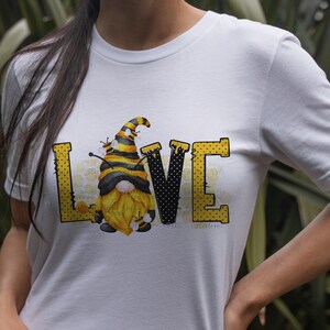 Bee Gnome Love Doodle Letters DIGITAL DOWNLOAD Sublimation PNG