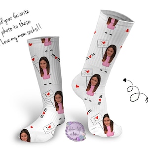 Custom I love my mom girl Photo Socks, DIGITAL DOWNLOAD TEMPLATE for   Socks, Funny Socks,Mothers day socks, Sublimation