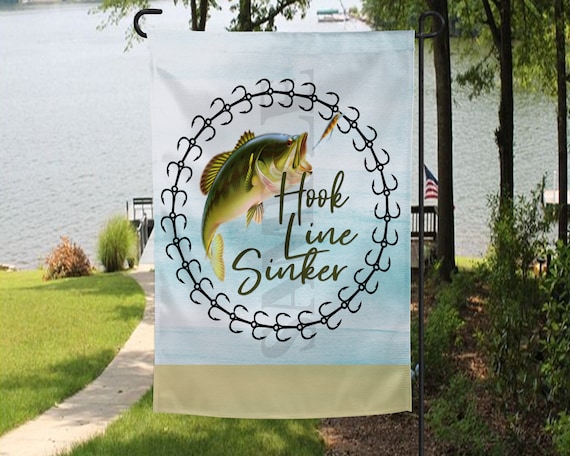 Fishing Life Hook Line Sinker Garden Flag Template SUBLIMATION DIGITAL  DOWNLOAD png