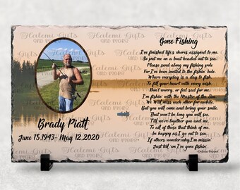 Gone Fishing Memorial DESIGN ONLY Digital Download  large slate Photo Template