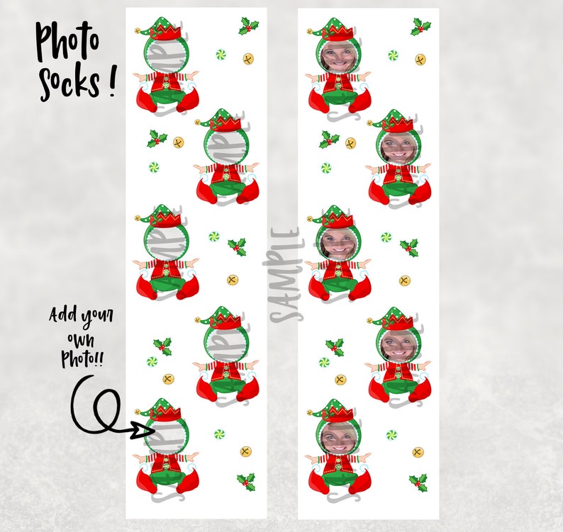 Download Elf Photo Socks SUBLIMATION DIGITAL DOWNLOAD Template png ...