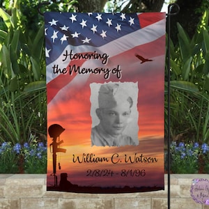 Honoring the Memory of Soldier Memorial Garden Flag Custom for photo Digital Download JPEG