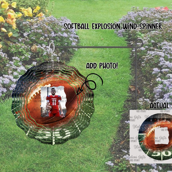 Football photo Wind spinner Design  Sublimation Digital Download DESIGN ONLY png