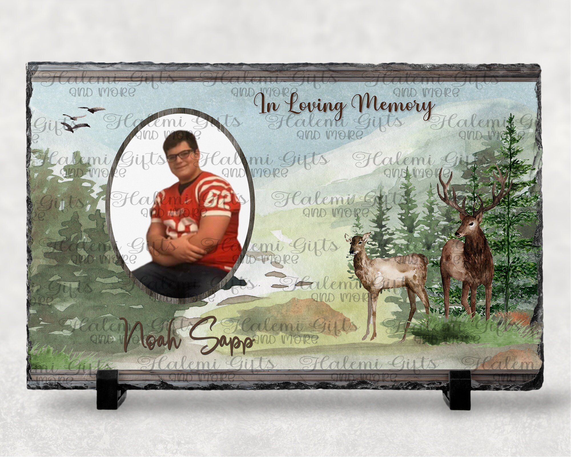 Memorial Deer Photo Memorial slate DESIGN ONLY Template Etsy