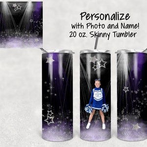 Cheer/ Dance PURPLE  Personalize with Photo and Name  20 oz. Tumbler DESIGN ONLY  Sublimation Digital Download png
