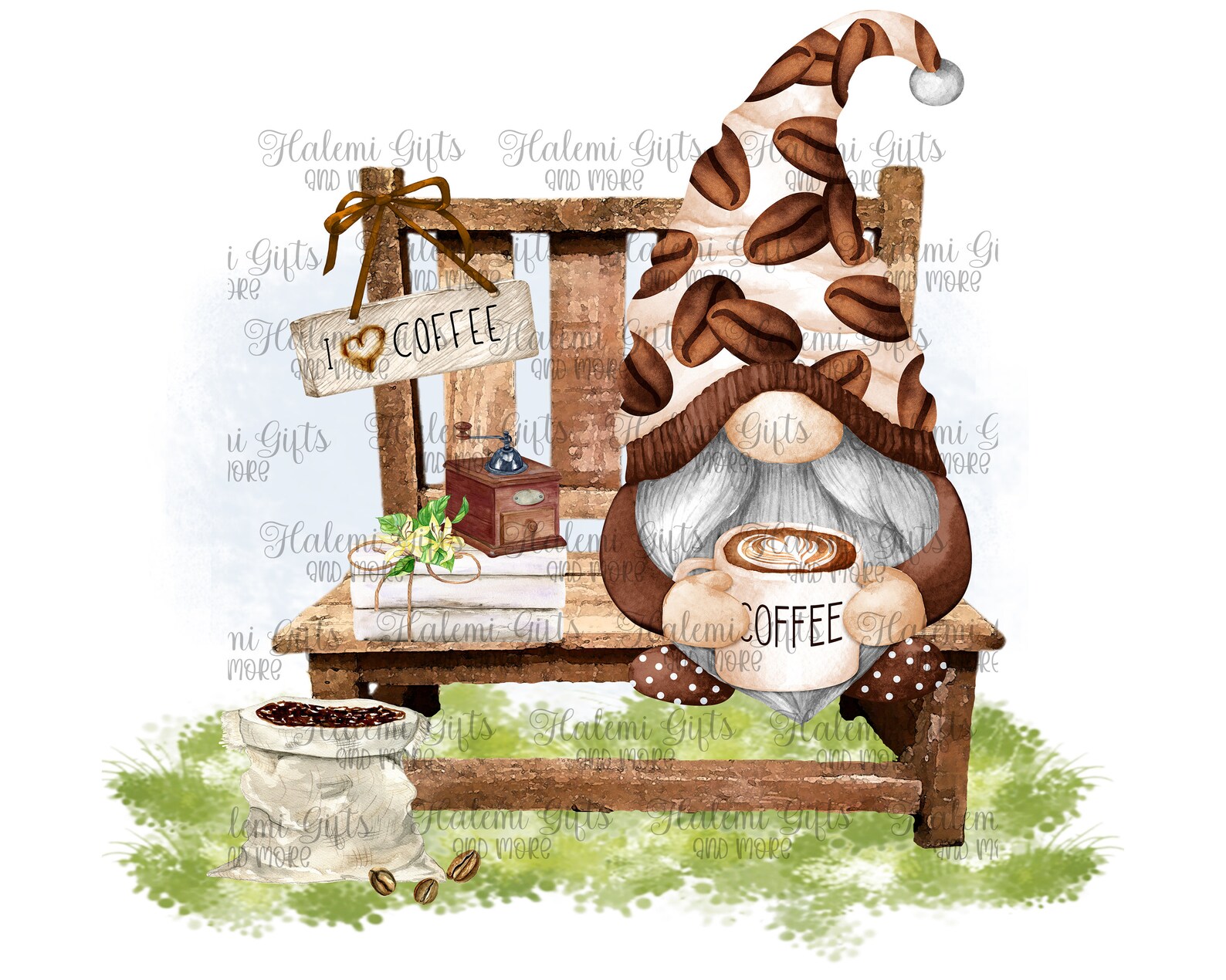 Coffee Gnome Bench DESIGN ONLY Sublimation Digital Download Etsy