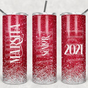 Red and White Glitter School Colors Text Free Gift Personalize  20 oz. Tumbler DESIGN ONLY  Sublimation Digital Download p