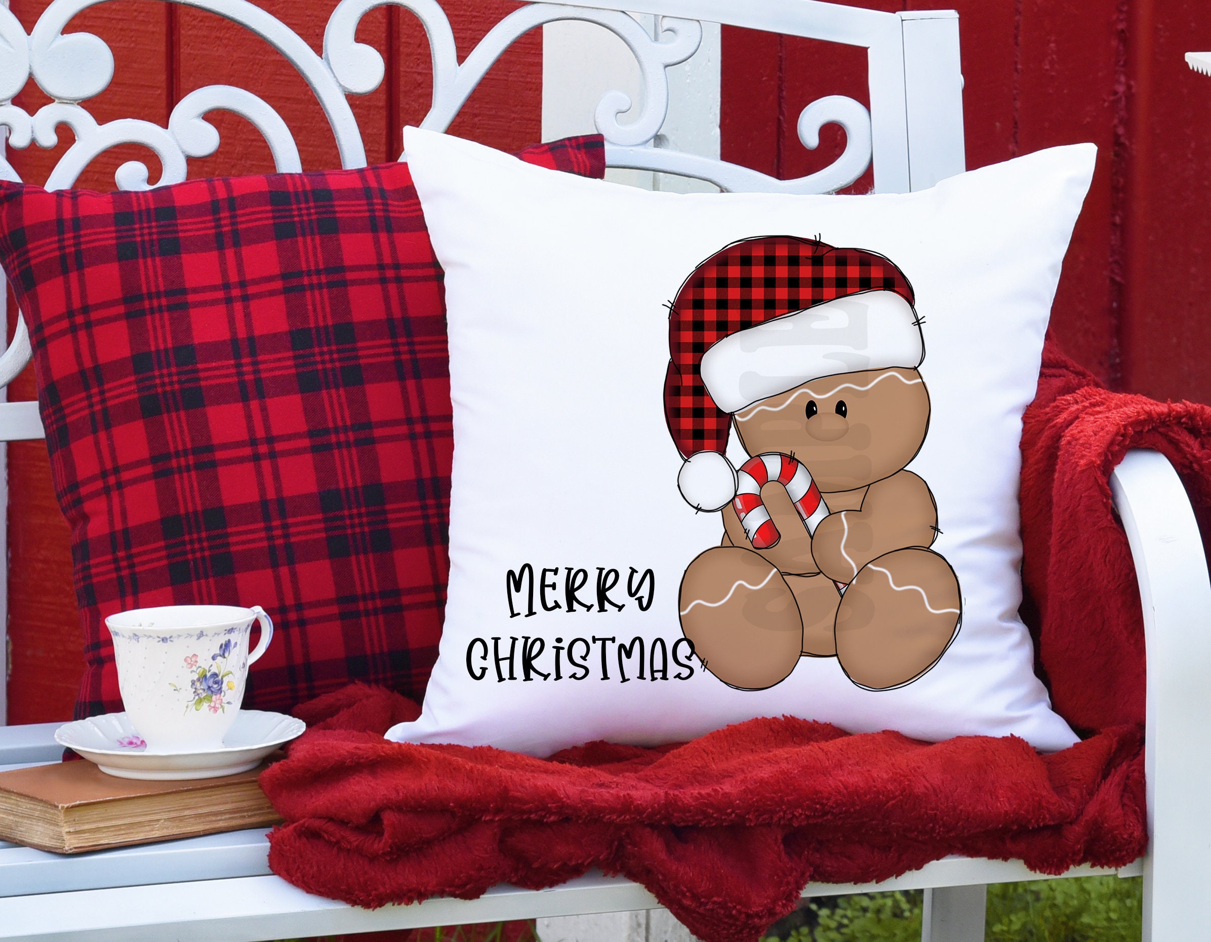 Cute Christmas Gingerbread Buffalo Plaid Sublimation DIGITAL DOWNLOAD ONLY png