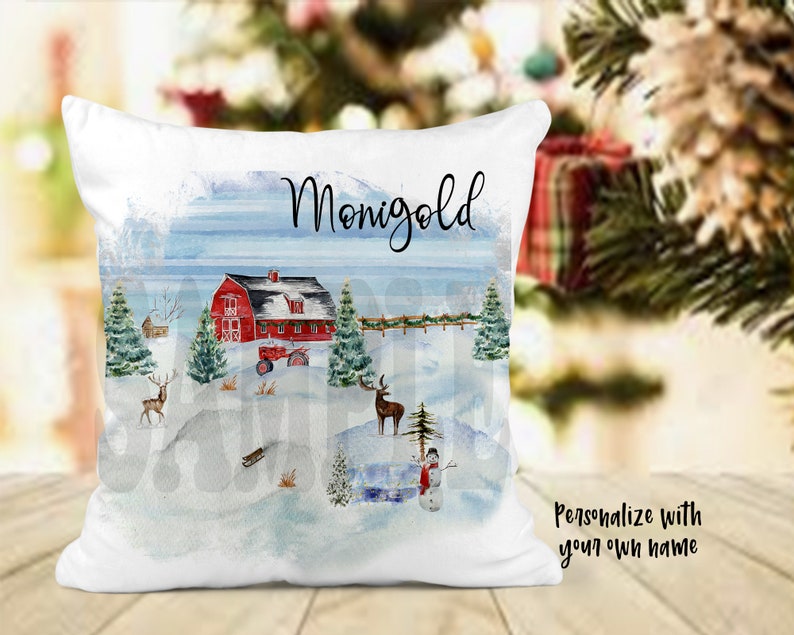 Winter Barn Scene Pillow DESIGN ONLY Sublimation Digital Etsy