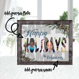 Shabby Christmas Happy Holidays Photo Cut Out Personaliseren Houten Frame DESIGN alleen sublimatie digitale download png