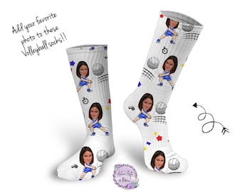 Custom Volleyball Photo Socks,DIGITAL DOWNLOAD Photo Socks, Funny Socks, sports Sock Template, Sublimation Télécharger png svg