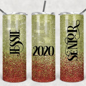 Gold and Red Glitter School Colors Text Free Gift Personalize  20 oz. Tumbler DESIGN ONLY  Sublimation Digital Download p
