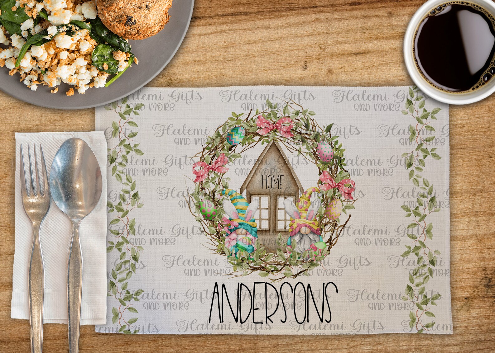 Bunny Gnome Farmhouse Wreath Placemat/cutting Board DESIGN Etsy
