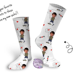 Custom I love my mom Boy Photo Socks,  DIGITAL DOWNLOAD TEMPLATE  Socks, Funny Socks,Mothers day socks, Sublimation