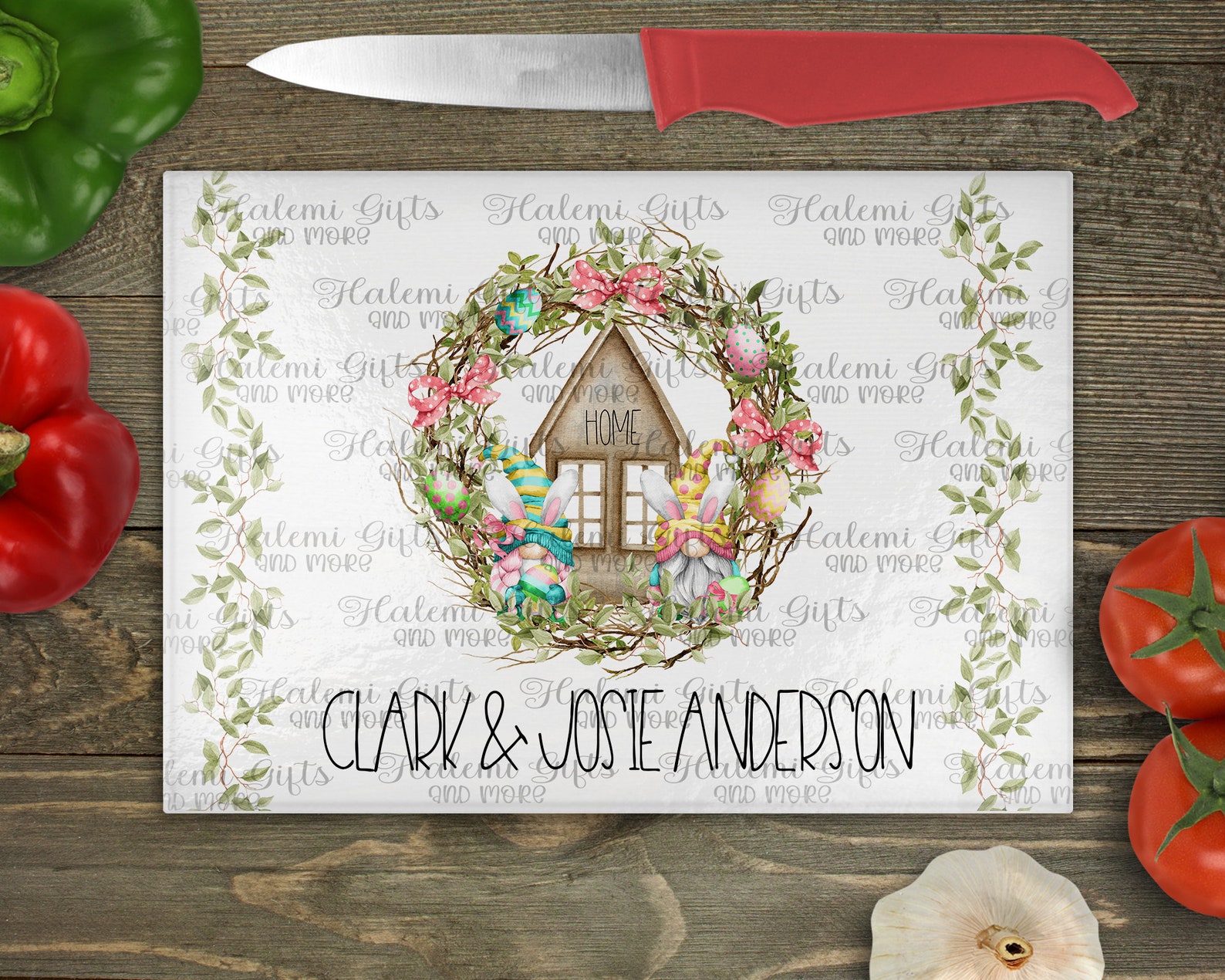 Bunny Gnome Farmhouse Wreath Placemat/cutting Board DESIGN Etsy