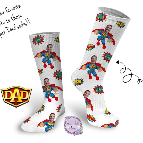 Custom Super Dad Photo Socks, DIGITAL DOWNLOAD TEMPLATE Photo Socks, Funny Socks, Fathers day ,Customized Sock Template, Sublimation