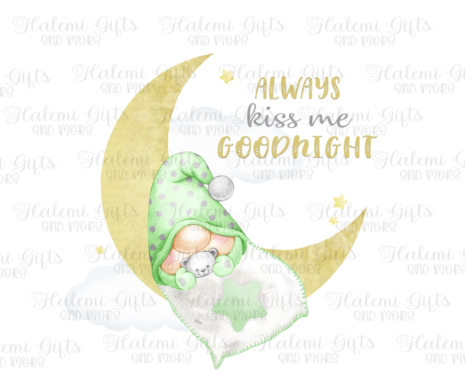 Baby gnome moon always kiss me goodnight design only  etsy Baby gnome moon always kiss me goodnight design only  etsy