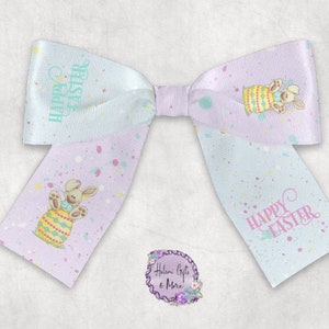 Happy Easter Bunny Cheer Bow Sublimation DIGITAL DOWNLOAD ONLY Strips png