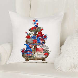 Patriotic USA Gnome Farmhouse Tier Tray DESIGN ONLY Digital Download png