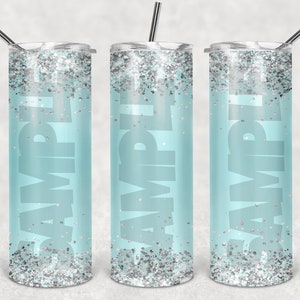 Bundle of 4-Teal/Aqua Glitter Personalize  20 oz. Tumbler DESIGN ONLY  Sublimation Digital Download png