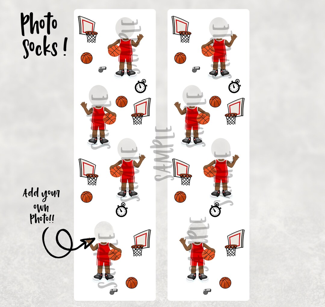 Custom African American Red Basketball Photo Socks, DIGITAL DOWNLOAD