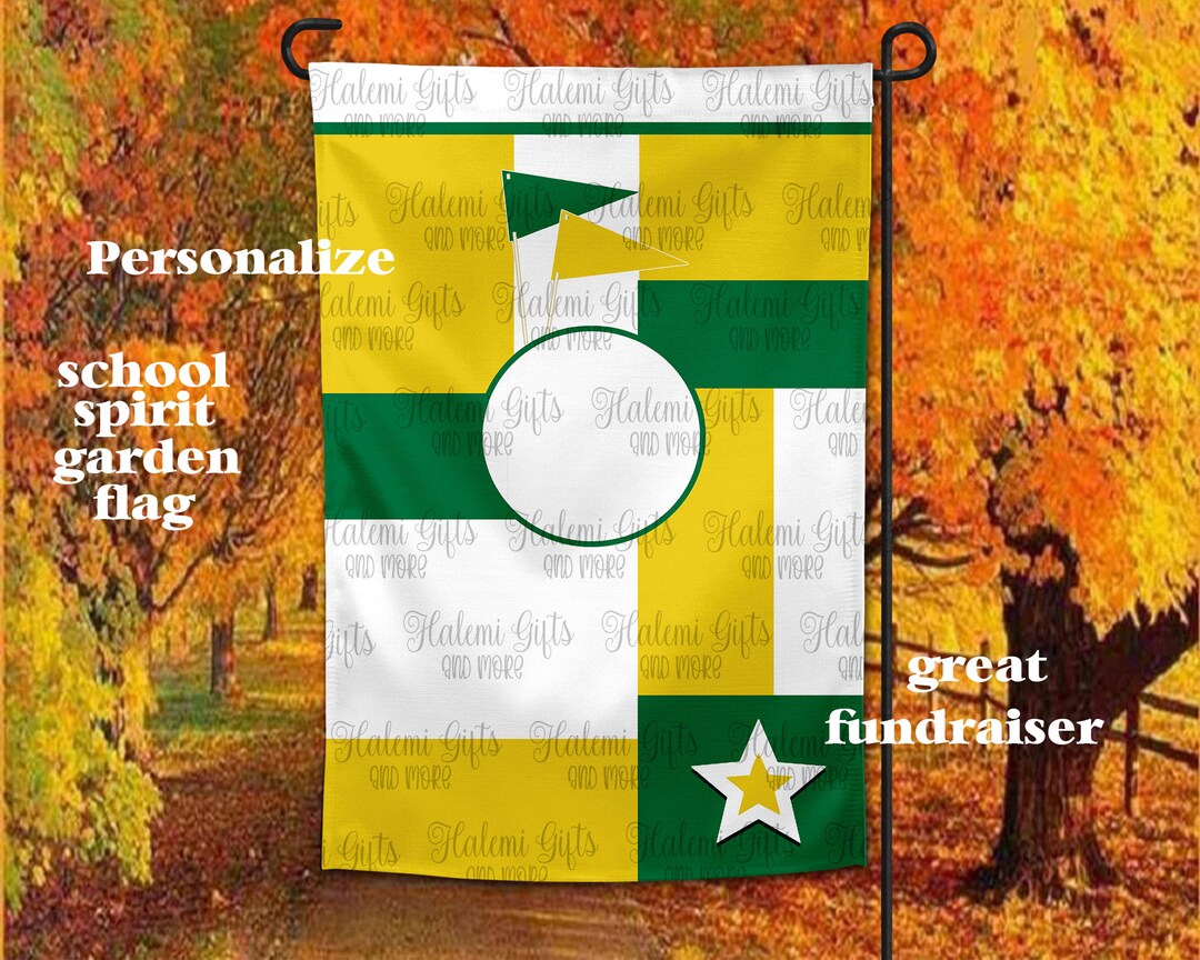 Green and Yellow School Spirit Garden Flag DESIGN ONLY Customize for