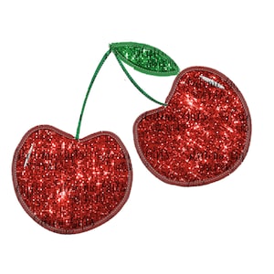 Cherries Cherry Faux sequins Fall glitter Faux DIGITAL DOWNLOAD ONLY Faux embroidery patch png for Sublimation and Dtf
