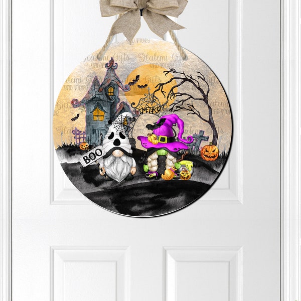 Cute Halloween Gnome Cemetery Round DIGITAL DOWNLOAD  Round Door/ Wall Hanger Sublimation JPEG