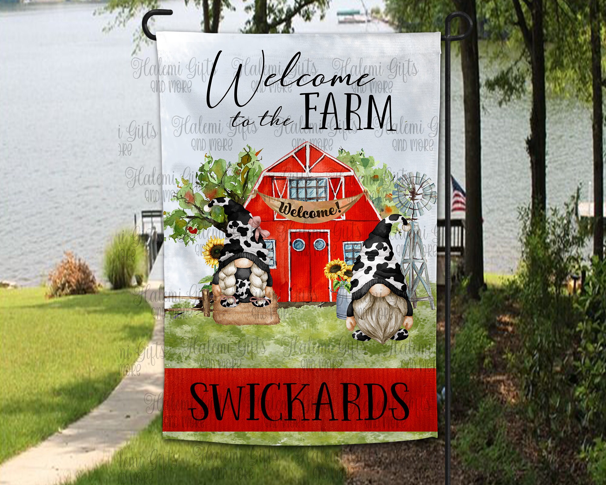 Cow Gnome Farm Garden Flag DESIGN ONLY Digital Download JPEG | Etsy