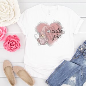 Gnome Valentine Cutie Pie Aquarel Hart met Glitter DESIGN ALLEEN sublimatie png