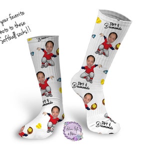 Custom Girls Softball Catcher Photo Socks,DIGITAL DOWNLOAD Photo Socks, Funny Socks, sports  Sock Template, Sublimation Download png svg