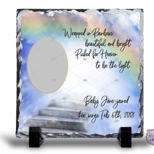 Custom Memorial Wrapped in Rainbows Infant Memorial  Sm. slate, Template, Sublimation Download Digital PNG SVG