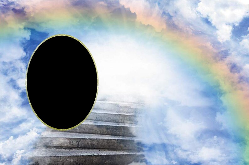 Large Slate Background Image Stairs to Heaven Rainbow | Etsy
