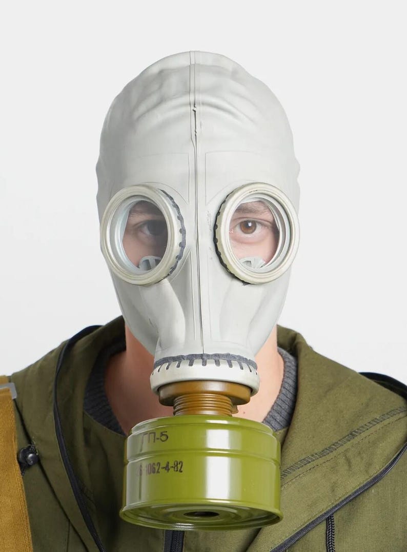 Soviet Russian Military GP-5 Gas Mask – Black Rubber Only – Available In S, M, L, XL Sizes (Refurbished)