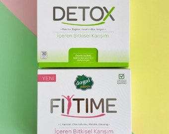 Detox Tea & Fit Time Tea, Diet Support Metabolism Accelerator (1 Month slimming tea, 30 pcs + 30 pcs) Free Shipping