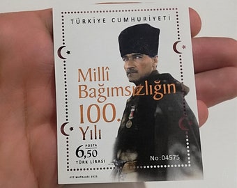 100th Anniversary of National Independence stamp, Mustafa Kemal Ataturk stamp, Turkish Stamp, Year of issue 2021, Rare find