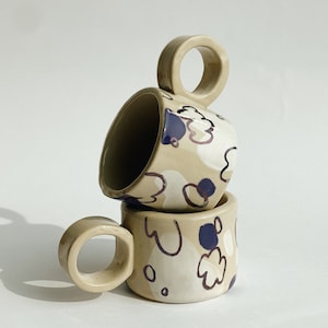 Handgemaakte espressokop van steengoed / Esspressomok met kleurrijk ontwerp / Handgemaakte schattige mok van aardewerk / Handgemaakt keramiek / Uniek keramiek