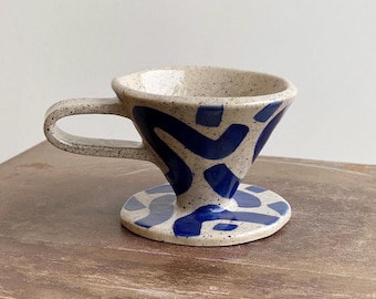Blue Scribble Stoneware Coffee Dripper / Handmade Ceramic Coffee Dripper / Colourful Pour Over Coffee Maker / Tilia Studio Handmade Ceramics