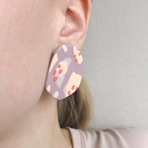 Statement Earrings / Polymer Clay Earrings / Neutral Tones / Modern Jewelry / Unique Earrings / Handmade Jewelry / Gift For Her image 4