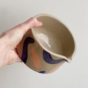 Colourful Swirl Matcha Bowl / Handmade Speckled Stoneware Matcha Bowl / Ceramic  Bowl With A Spout / Handmade Chawan / Modern Design Pottery