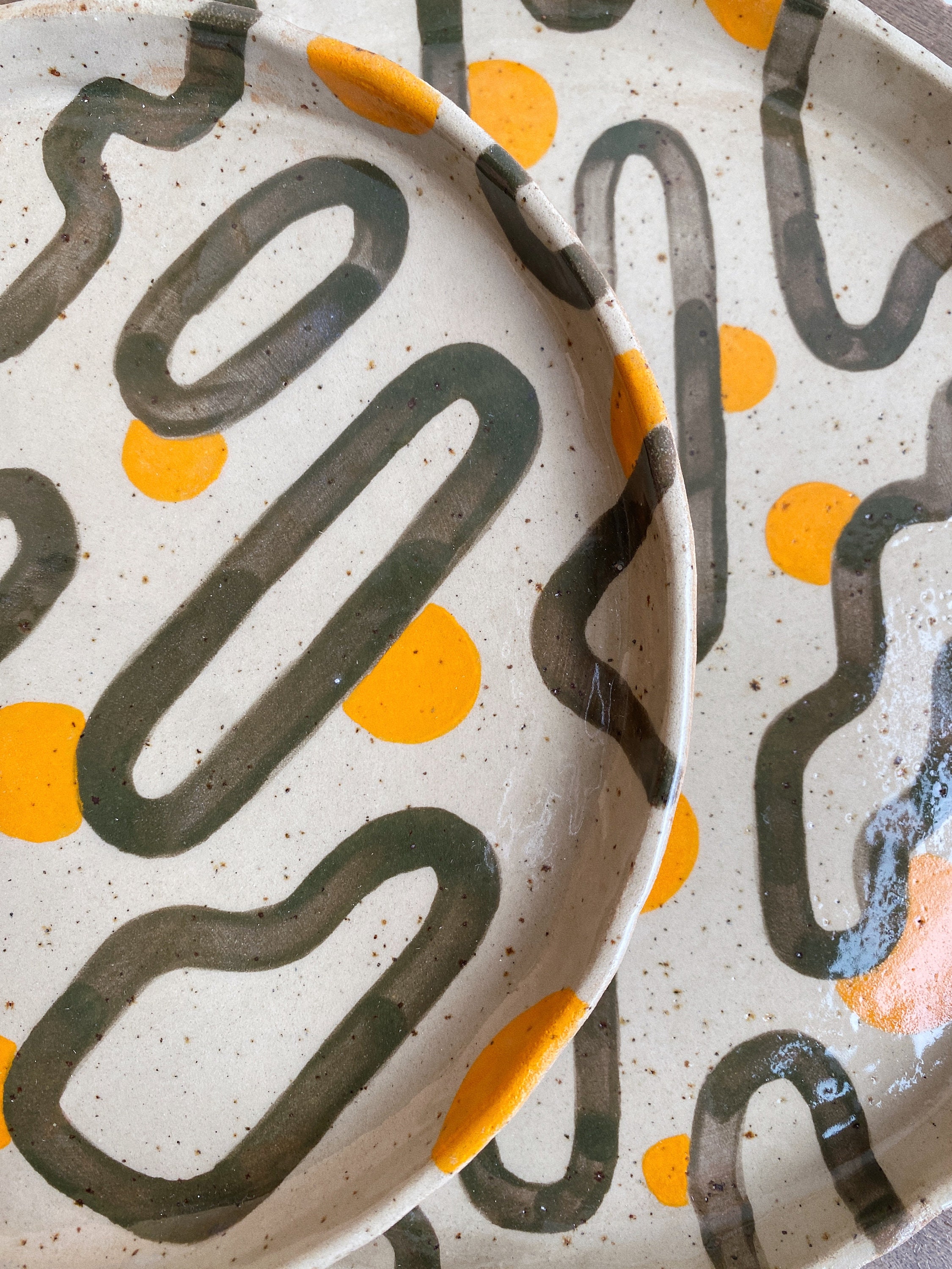 How To Design Plates Geometric Design Handmade Stoneware Plate / Unique Design Plates / One ...