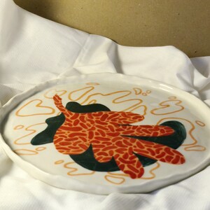 Handmade Illustrated Porcelain / Plant Design Ceramic Plate / Decorative Ceramic Plate / Plant Design Illustration / Contemporary Ceramics image 3