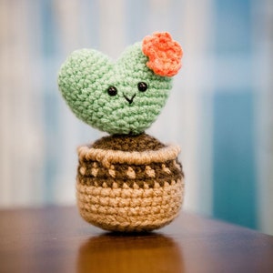Amigurumi Crochet Pattern PDF in English: Crochet Heart Cactus, Crochet Hoya Kerii, Amigurumi Cactus, Crochet Succulent, Crochet Plant image 1